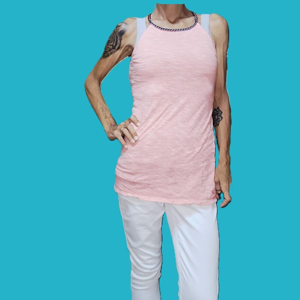 Old Navy Coral Pink Braided Racerback Tank Top Size Medium | Soft Cotton